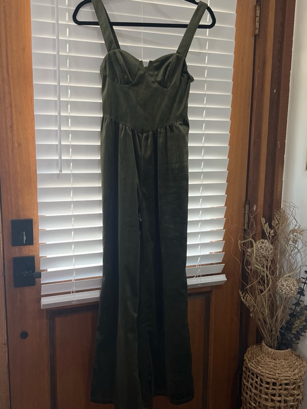 Cider Olive Green Velvet jumpsuit - XS